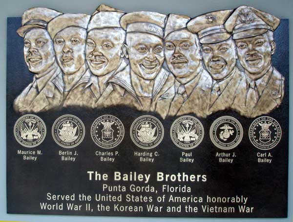 seven Bas Reliefs with seven official armed services logos